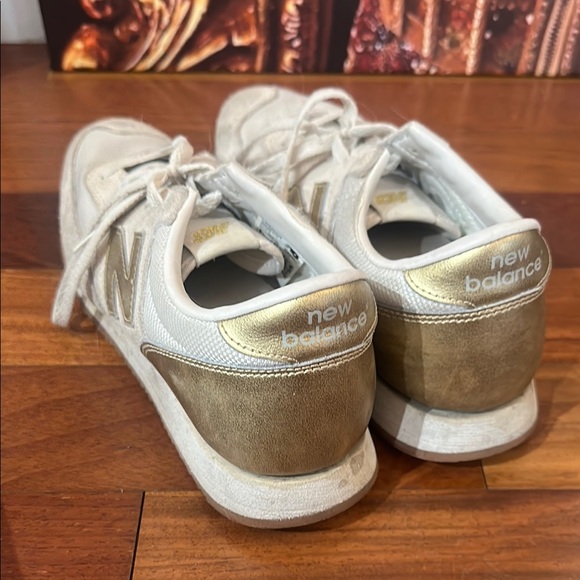 New Balance Gold and White Sneakers, 9 - Picture 4 of 4